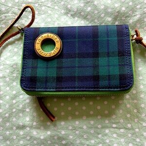 Sperry Green and Blue Plaid Wristlet